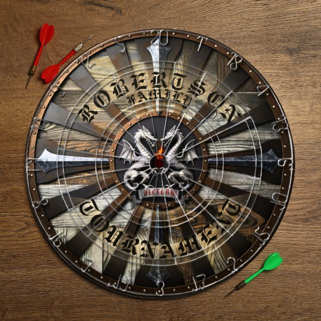 Medieval Fantasy Gamer Family Name Text Dartboard (Creator Uploaded)