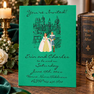 Medieval Fantasy Green Wedding Invitations