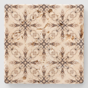 Medieval Fantasy Sepia Fractal Art Stone Coaster