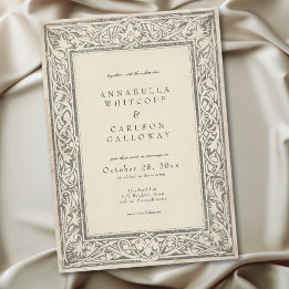 Medieval Fantasy Vintage Black Etching Wedding Invitation