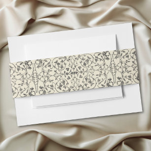 Medieval Fantasy Vintage Black Etching Wedding Invitation Belly Band