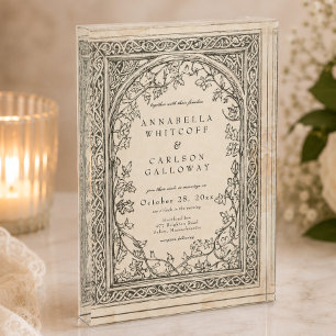 Medieval Fantasy Vintage Etching Wedding Keepsake Photo Block