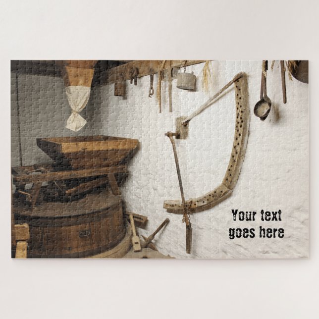 Medieval Farm Scene Wood Tones Jigsaw Puzzle (Horizontal)