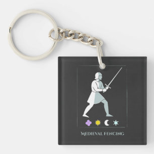 Medieval Fencing – Knight Stance Minimalist Design Keychain