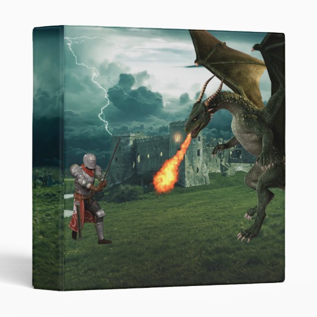Medieval Fire Breathing Dragon Vs Knight Binder (Front/Spine)