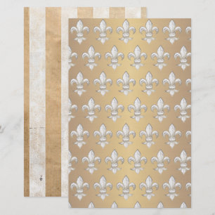 Medieval Fleur de lis Pattern Metallic Gold 