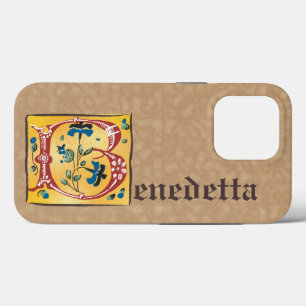 Medieval Floral Illuminated Letter B Monogram iPhone 13 Pro Case