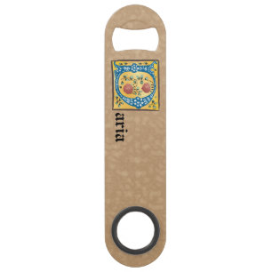 Medieval Floral Illuminated Letter D Monogram Bar Key
