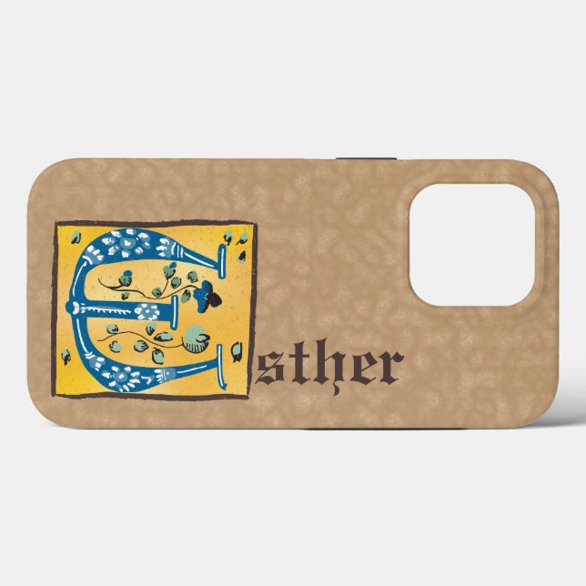 Medieval Floral Illuminated Letter E Monogram Case-Mate iPhone Case (Back (Horizontal))