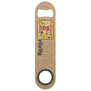 Medieval Floral Illuminated Letter F Monogram Bar Key