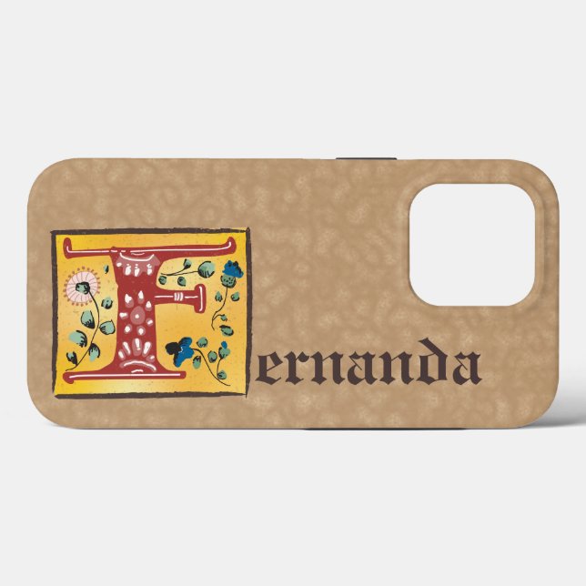 Medieval Floral Illuminated Letter F Monogram Case-Mate iPhone Case (Back (Horizontal))