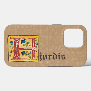 Medieval Floral Illuminated Letter H Monogram iPhone 13 Pro Case