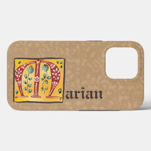 Medieval Floral Illuminated Letter M Monogram iPhone 13 Pro Case