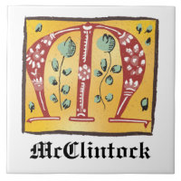Medieval Floral Illuminated Letter M Monogram