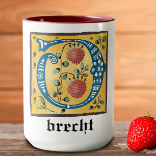 Medieval Floral Illuminated Letter O Monogram Mug