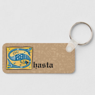 Medieval Floral Illuminated Letter S Monogram Keychain