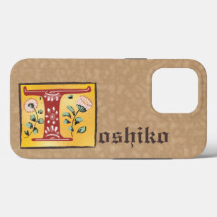 Medieval Floral Illuminated Letter T Monogram iPhone 13 Pro Case