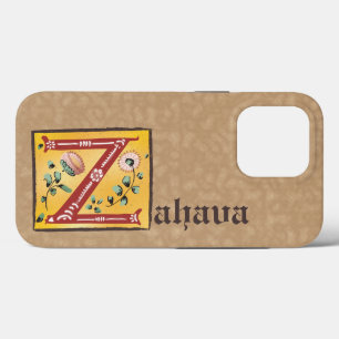 Medieval Floral Illuminated Letter Z Monogram iPhone 13 Pro Case