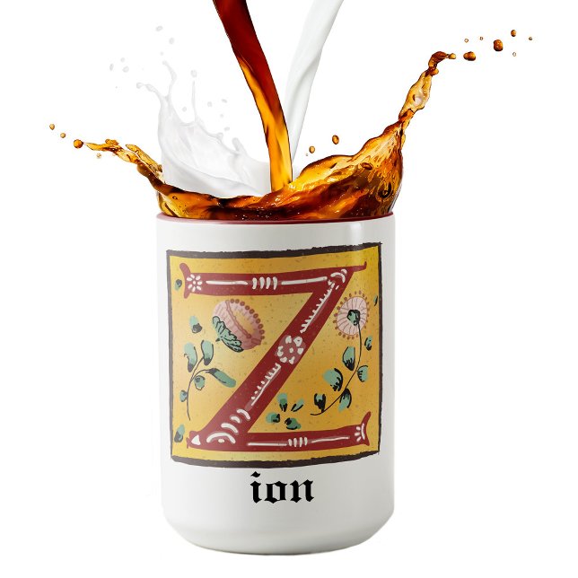 Medieval Floral Illuminated Letter Z Monogram Mug (Creator Uploaded)