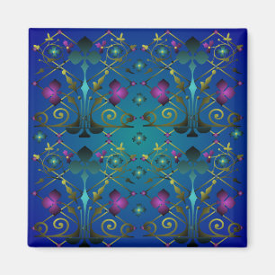 Medieval Floral Pattern square Magnet