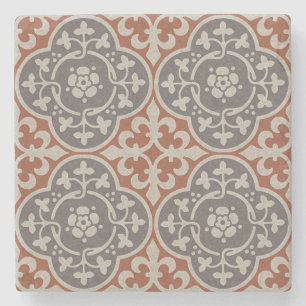 Medieval Floral Quatrefoils Stone Coaster
