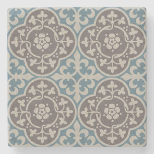 Medieval Floral Quatrefoils Stone Coaster