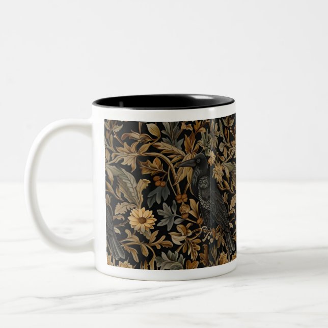 Medieval Floral Raven Mug - Medieval Floral  (Left)