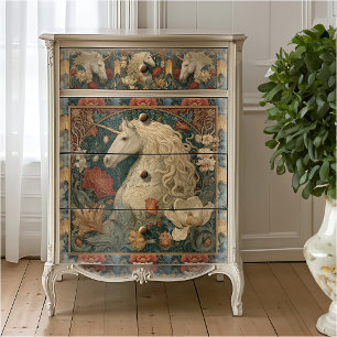 Medieval Floral William Morris Style Unicorn Tissue Paper