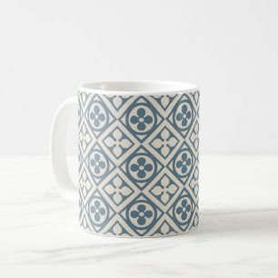 Medieval Flower and Leaf Tiles - Slate Blue Coffee Mug