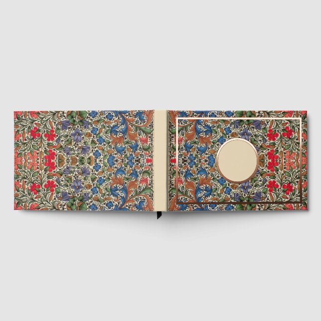 Medieval flower border mille fleurs guest book (Full)