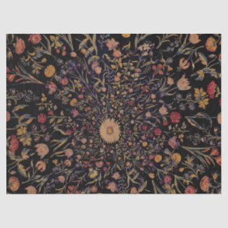 Medieval Flowers on Black Tissue Paper