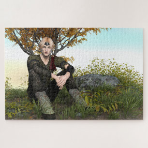 Medieval Forest Prince Fantasy Portrait Jigsaw Puzzle