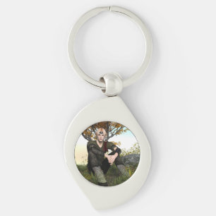 Medieval Forest Prince Fantasy Portrait Keychain