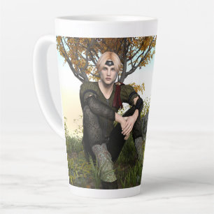Medieval Forest Prince Fantasy Portrait Latte Mug