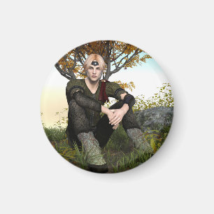 Medieval Forest Prince Fantasy Portrait Magnet