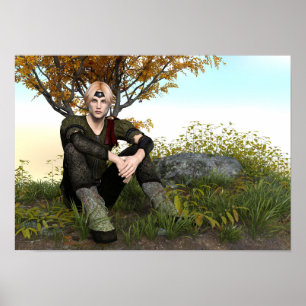 Medieval Forest Prince Fantasy Portrait Poster