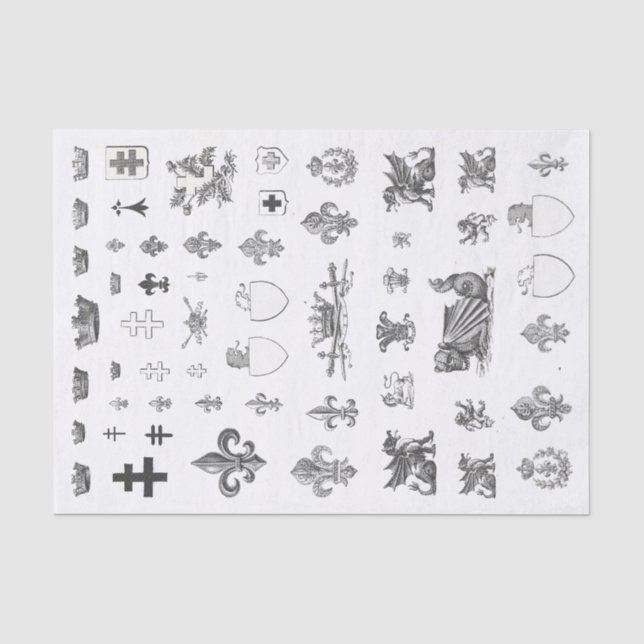 Medieval French Crown Heraldry Fleur de Lis Tissue Paper (Front)