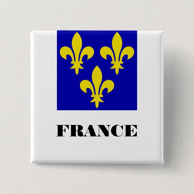 Medieval French Royal Standard Fidelity Heraldic 2 Inch Square Button (Front)