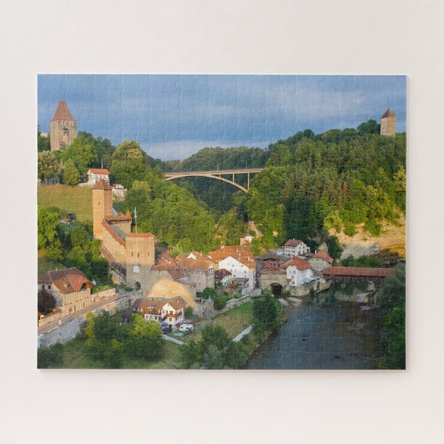 Medieval Fribourg Swiss Town Puzzle (Horizontal)