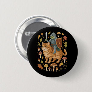 Medieval Frog on Orange Cat Goblincore Weird Stuff 2 Inch Round Button