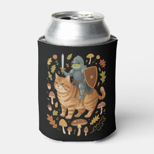 Medieval Frog on Orange Cat Goblincore Weird Stuff Can Cooler