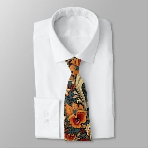 Medieval Garden Floral Pattern Tie