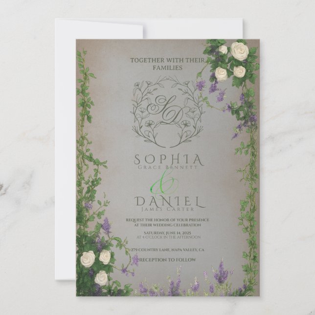 Medieval Garden Romance Wedding Invitation (Devant)