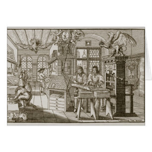 Medieval German printing press (engraving)