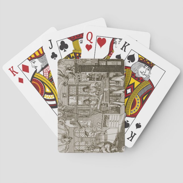 Medieval German printing press (engraving) Playing Cards (Back)