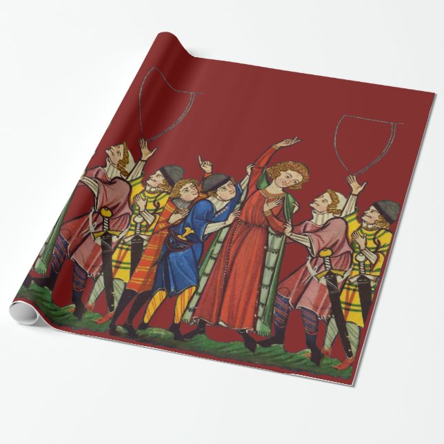 Medieval Gift Givers Wrapping Paper (Unrolled)