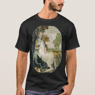Medieval Girl with Pet Unicorn T-Shirt