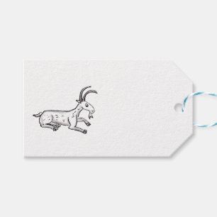 Medieval goat and mille fleurs gift tag
