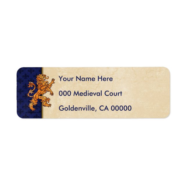 Medieval Gold Lion Blue Fleur de Lis (Front)