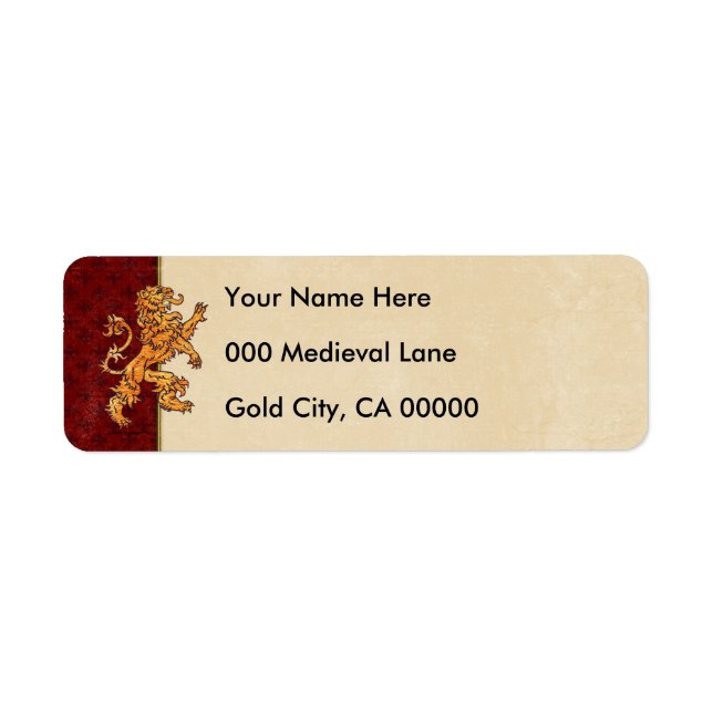 Medieval Gold Lion Red Fleur de Lis (Front)